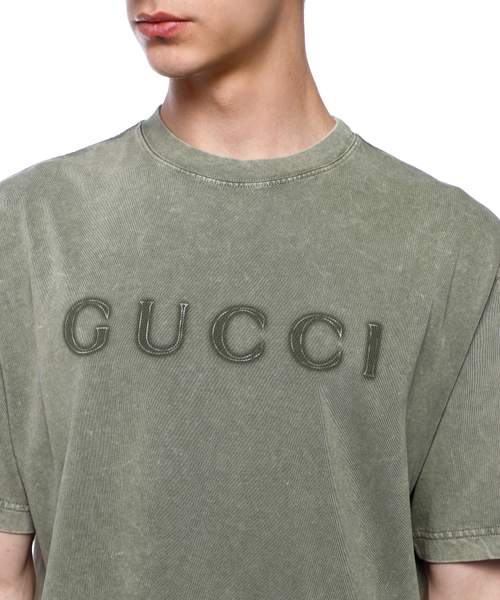 【GUCCI】1970s Henry Neck Logo T-Shirt GUCCI New 70s Cotton Jersey T-shirt Gucci