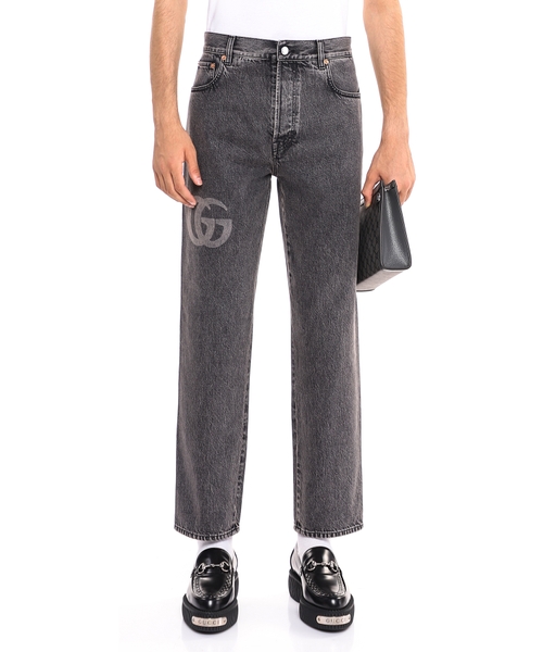 Slim fit denim pant with logo detail