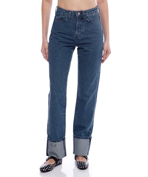 Джинсы прямого кроя с отворотами