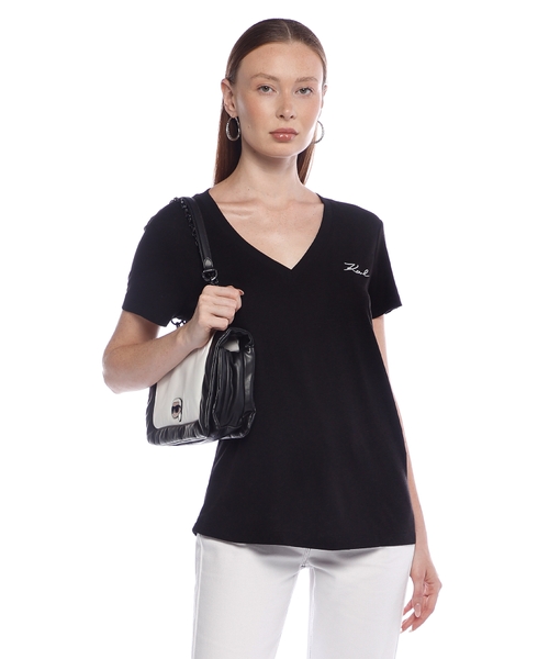 Linen-blend V-neck T-Shirt