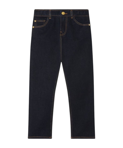 Medusa naxışlı dar biçimli denim şalvar