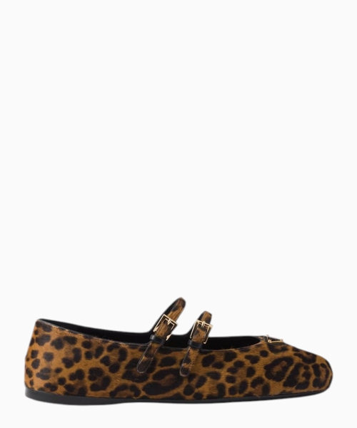 Printed leather ballerinas