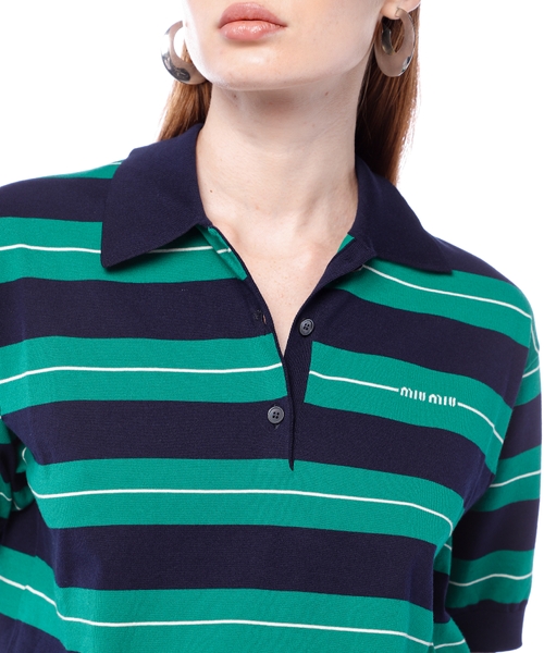 Miu☆ 未使用❕POLO エンブロイダリィ ネイビー Miu Miu Cotton Piqué