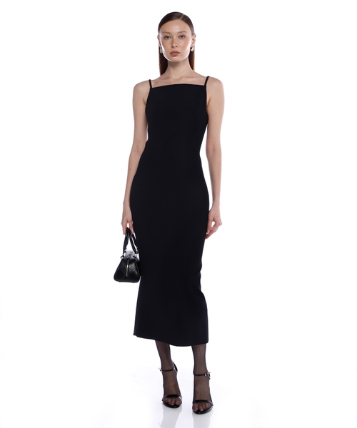 Cady crepe midi strap dress