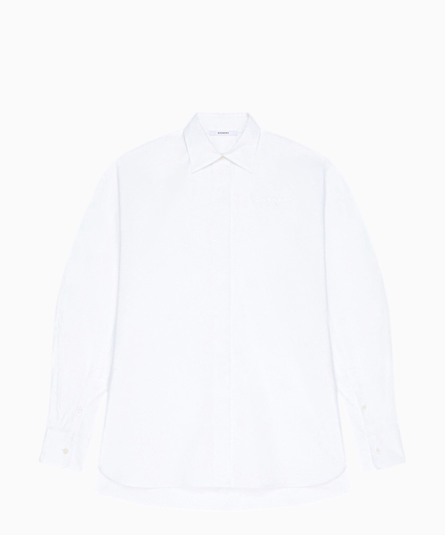 Cocoon shirt in poplin with embroidery
