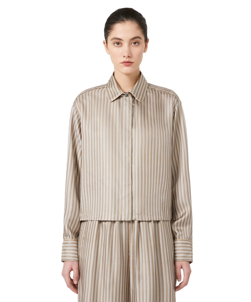 Printed silk cropped shirt