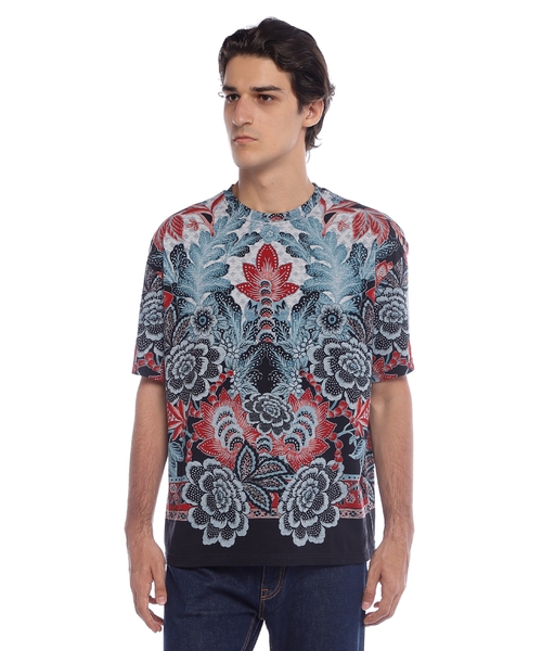 Floral-print cotton T-shirt