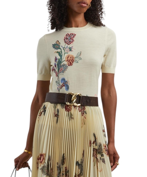 Джемпер с короткими рукавами и цветочным узором