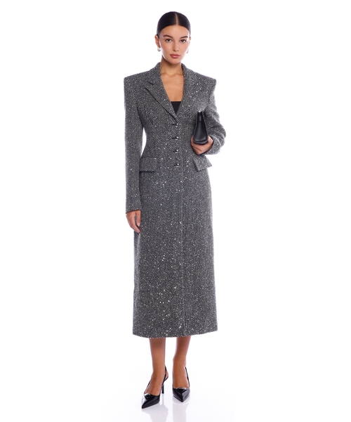 Твидовое пальто с кристаллами