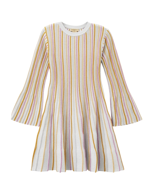 Striped knit dress with round neckline