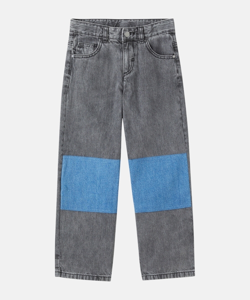 Two-tone straight leg jeans