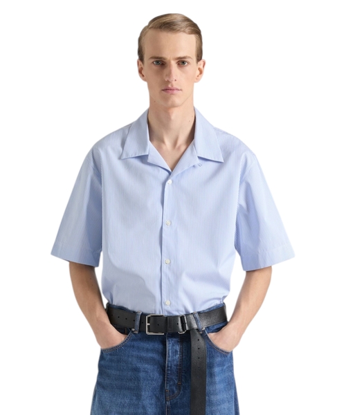 Полосатая рубашка с принтом