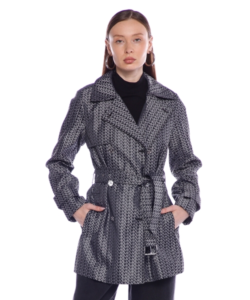 Logo jacquard trench coat