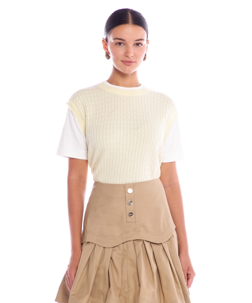 Вязаный джемпер из двух материалов