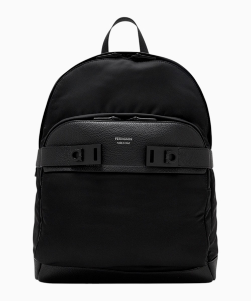 Backpack with leather details