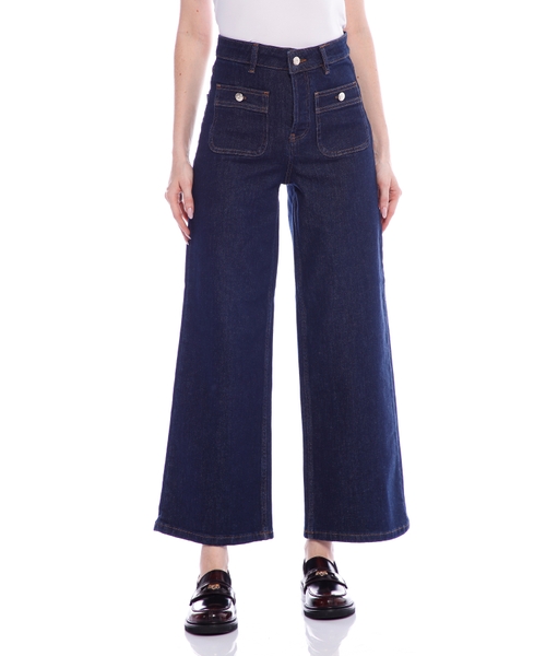 Klyoş biçimli denim şalvar