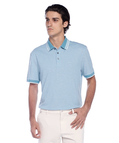 Loqo detallı pambıq-pike Oxford polo