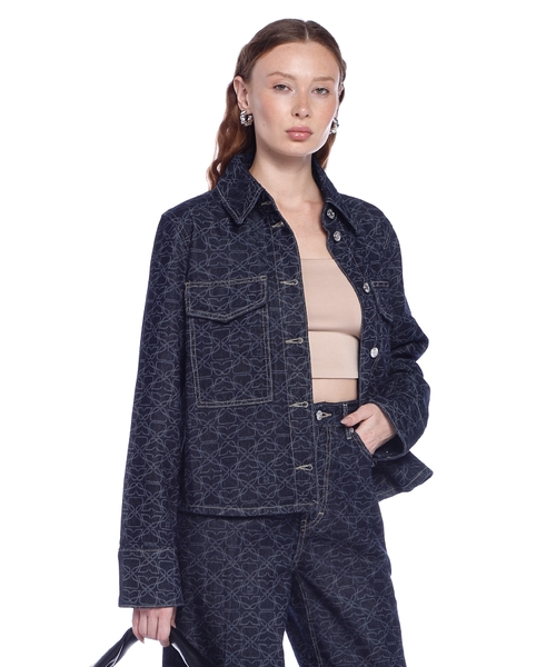 Monoqram printli denim gödəkçə