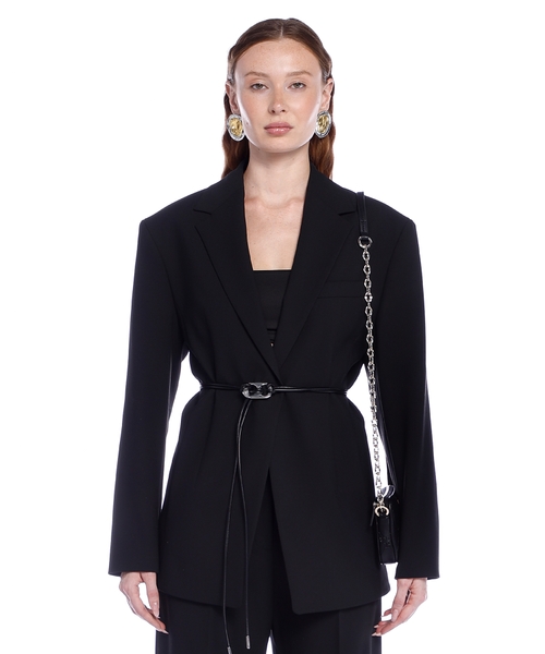 Antera long jacket with belt