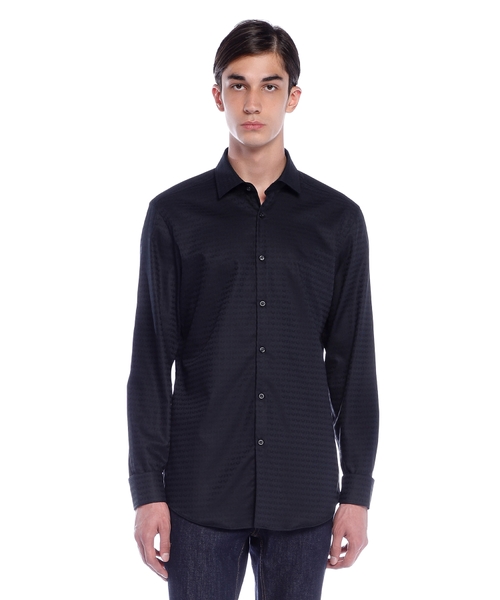 Облегающая рубашка из хлопка с жаккардовым логотипом