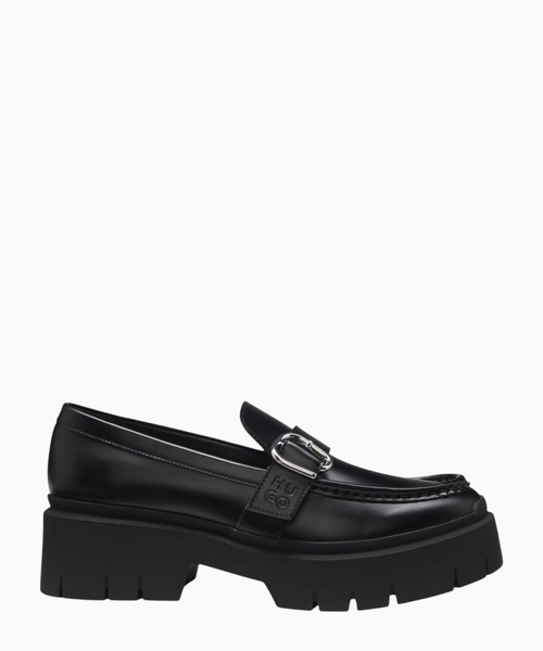 Leather loafers with buckled strap