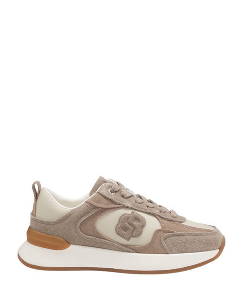 Suede-trim trainers with Double B monogram