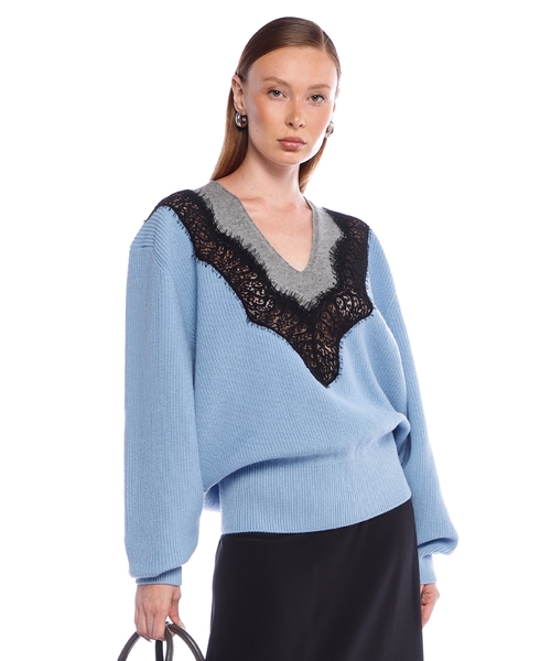 Lace trimmed oversize pullover