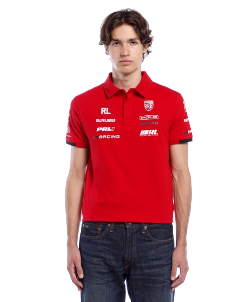 Приталенное поло со спортивным принтом