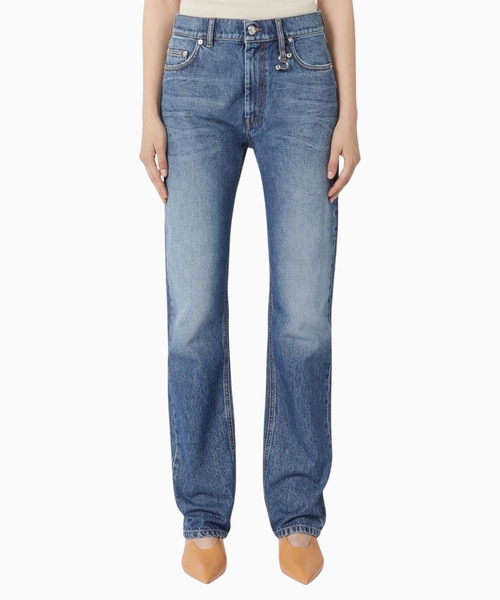 Aşağı bel hissəli denim şalvar
