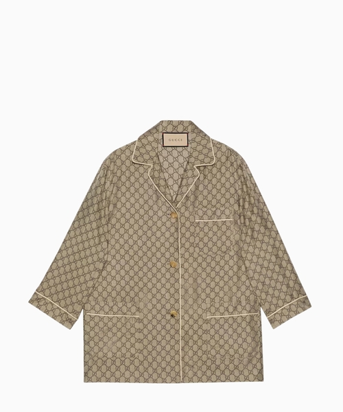 GG Supreme print silk shirt