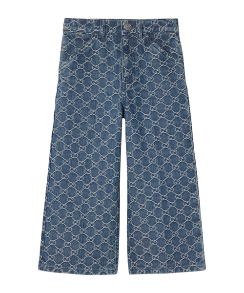 Wide leg logo pattern jeans