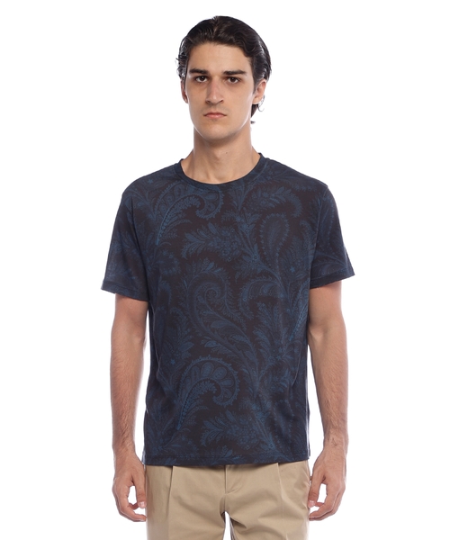 Buta və gül printli pambıq T-shirt