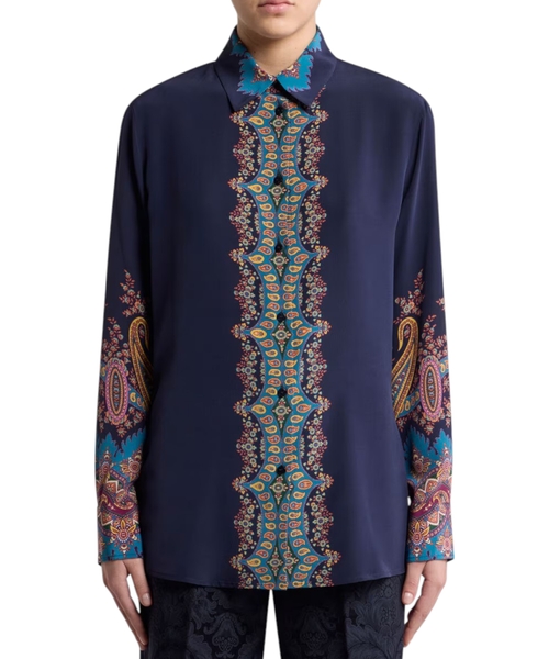 Шелковая рубашка с принтом