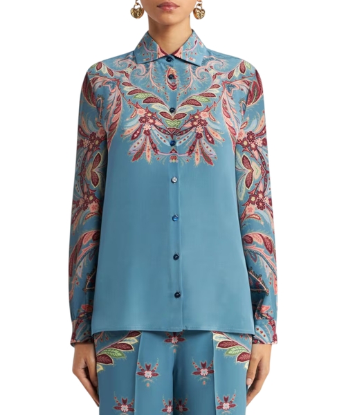 Шелковая рубашка с цветочным принтом