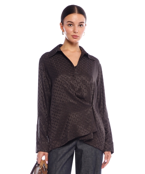 Шелковая рубашка с жаккардовым узором FF