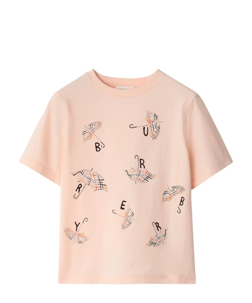 Çətir və loqo printli pambıq t-shirt