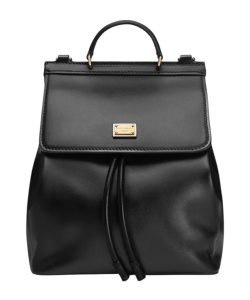 Leather backpack with logo detail