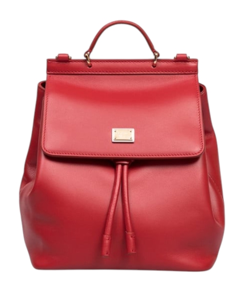 Leather backpack with logo detail