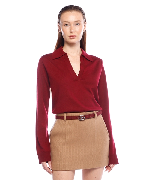 Extra fine wool polo top