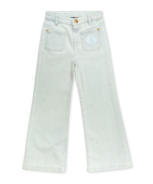 Embroidery wide-leg jeans