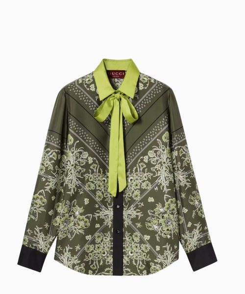 Printed silk twill shirt