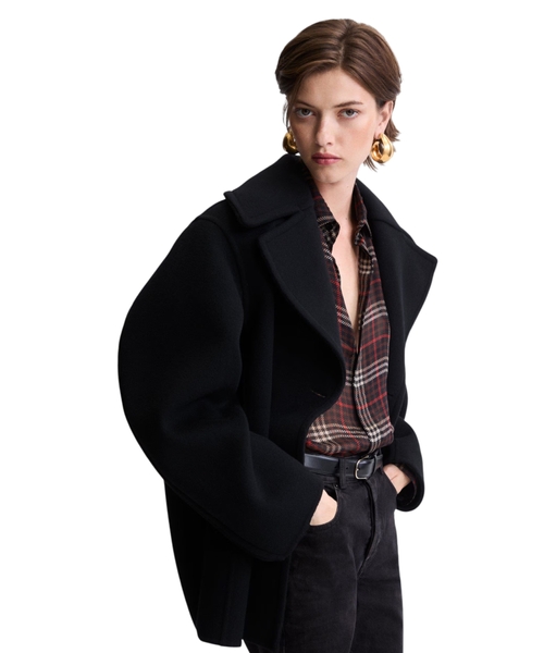 Двубортный шерстяной бушлат