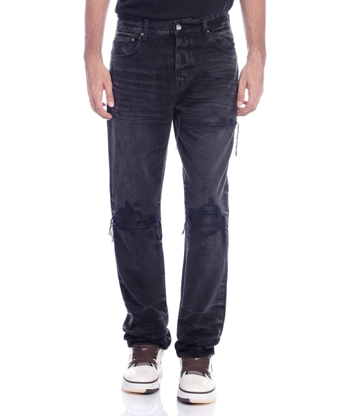 Dəri detallı denim şalvar MX1