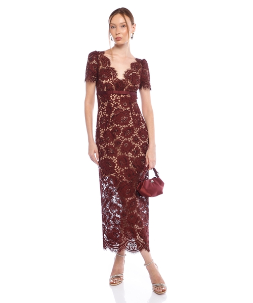 Floral lace midi dress