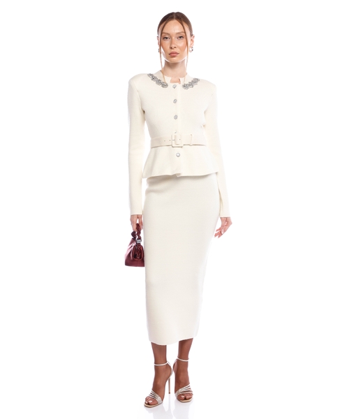 Wool peplum knit midi dress