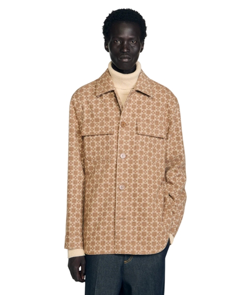 Square print overshirt
