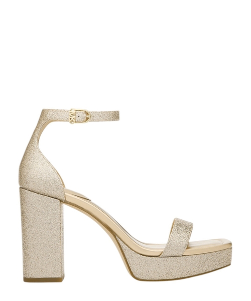 Merriam parıltılı dəri ilə bəzədilmiş platformalı səndəl