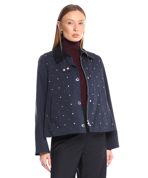 Укороченная куртка с вельветовым воротником