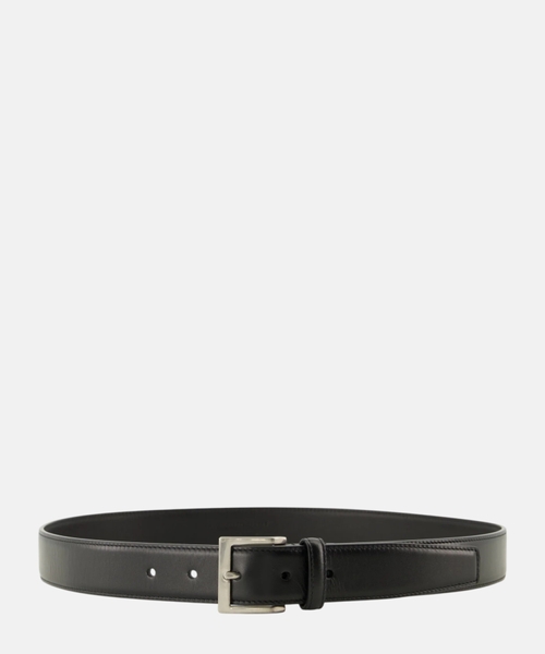 Leather belt with square buckle