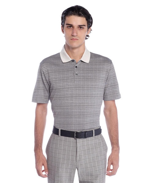 Поло из мерсеризованного хлопка с сетчатым узором